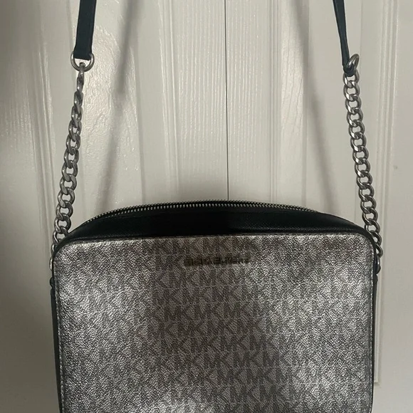 Michael Kors Silver and Black Messenger Bag - Picture 4 of 4